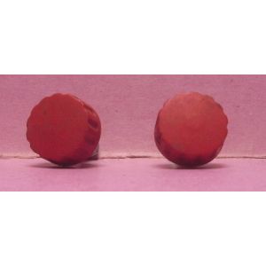 Lot de 2 : petite poignée crénelée/crantée de tiroir , meuble - 17 mm - résine/plastique - rouge - Occasion