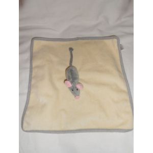 Doudou Plat Carre Mouchoir Arthur Et Lola Bébisol Souris Gris Beige Creme Ecru Oreille Rose Gingo Biloba - Occasion