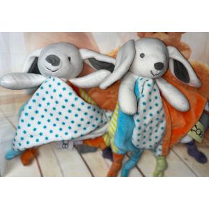 Doudou Lapin Obaibi Multicolore Lot De Deux Lapins Bébé Jouets Peluches - Occasion