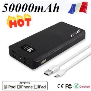 Ruilin®50000mah Batterie Externe Portable Power Bank Écran Lcd Charge Rapide 4usb Pour Tous Les Téléphones Portables (Noir) - Occasion