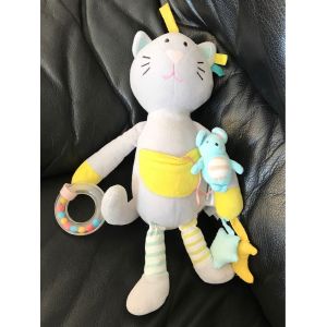 Peluche D'activités Chat Vertbaudet Doudou D'éveil Gris Souris 33 Cm - Occasion