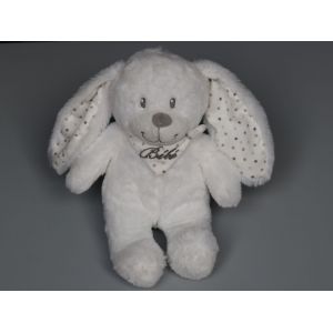 Doudou lapin blanc gris Bébé Pommette - Occasion