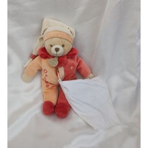 Doudou Ours Orange Et Rouge Mouchoir Blanc Carambole Doudou Et Compagnie - Occasion