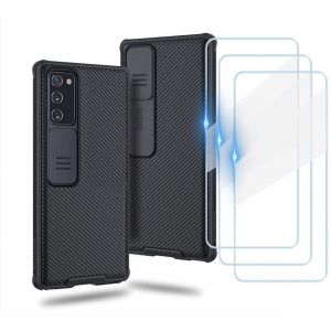 Coque Coque Samsung Galaxy Note 20, Coque Premium Slim Rigide Pc Avec Coque Caméra Coulissante [Pack De 3 Protecteurs D'écran], Coque Anti-Choc Samsung Galaxy Note 20, Noire - Occasion