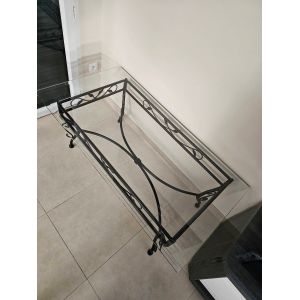 Table Basse En Fer Forg&eacute; Noir Et Plateau En Verre - Occasion
