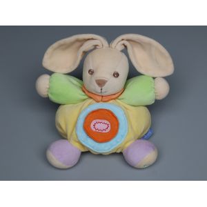 Doudou lapin boule Kaloo jaune vert bleu orange - Occasion