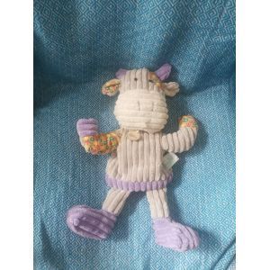 Doudou Peluche Vache Marionnette Gris Violet Fleurs Baby Nat Baby'nat - Occasion