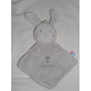 Doudou Lapin Blanc Gris Sucre D'orge Me & Friends Losange Carre Triangle Pommette Rose - Occasion