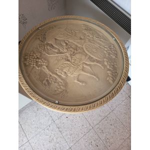 Table basse asiatique sculpt&eacute;e de dragons et de paons, Indon&eacute;sie, d&eacute;but XXe - Occasion