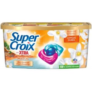 Lessive capsules Maroc fleur d'oranger et lait d'amande SUPER CROIX PAR X-TRA x28 - Occasion