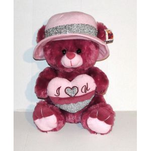 Peluche Ours Love Mauve Rose - Doudou Ourson Je T'aime Mon Coeur - Occasion