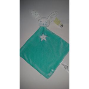 Doudou Plat Lapin Pilou Tao Tape À L'oeil Bleu Turquoise Blanc Étoile Pois / Jouet Bebe Naissance Peluche Éveil Enfant Comfort / Blanket Comforter Soft Toys - Occasion