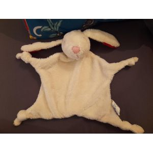 Doudou Lapin Plat Oreilles Rouge Beige Blanc Cassé Sainsbury - Occasion