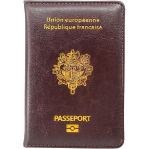 Porte Passeport Housse Prot&egrave;ge Passeports Cuir Pochette &eacute;tui pour Passeport Voyage Protection Housse de Passeport (Marron Dorant) - Occasion