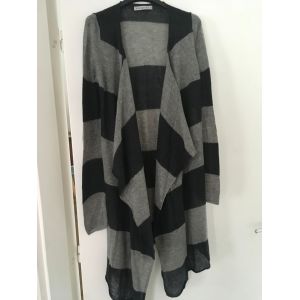 Gilet Long Et Fin Kookaï Rayé Gris Clair Et Gris Anthracite Taille 3 - Occasion