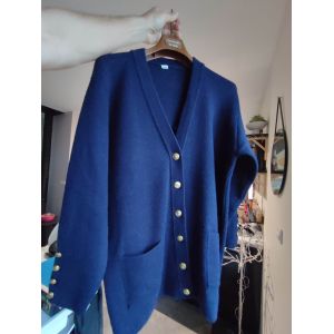 💞 Magnifique Cardigan Veste Femme Marque Saint James Marine, Boutons Dor&eacute;s, Taille 46-48 - Occasion