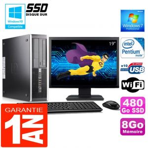 PC HP Compaq 6000 Pro SFF Intel E6300 Ram 8Go Disque 480 Go SSD Wifi Ecran 19 - Occasion