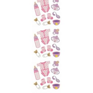 Stickers Sandylion Baby Girl B&eacute;b&eacute; Fille Biberon T&eacute;tineChaussons Rose - Occasion