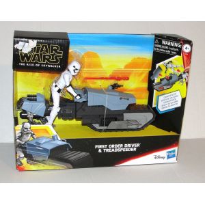 star wars galaxy of adventures first order driver & treadspeeder - figurine stormtrooper sur sa moto crash effects action the rise of skywalker disney - Occasion