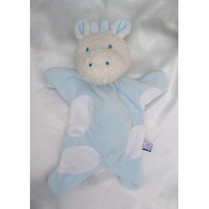 Doudou Peluche Plat Vache Girafe Bleu Blanc Sucre D'Orge - Occasion