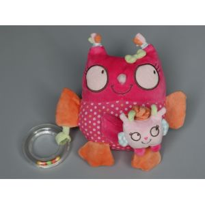 Doudou Hibou Chouette Rose Orange Tex Baby - Occasion