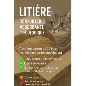 Litière Écologique Pour Chats - Carton De 20litres - Occasion