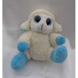 Doudou Peluche Agneau Mouton Assis Ecru Bleu Ty - Occasion