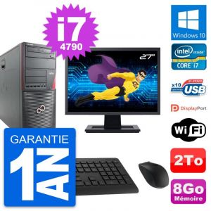 PC Tour Fujitsu W530 Ecran 27" Intel i7-4790 RAM 8Go Disque 2To Windows 10 Wifi - Occasion