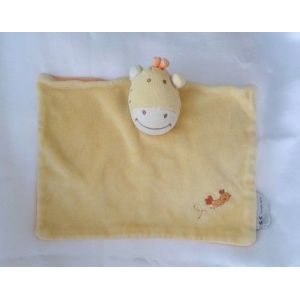 Doudou Plat Vache Girafe Jaune Orange Broderie Oiseau Amtoys - Occasion