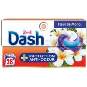 Lessive liquide Dash en capsule 2en1 Extra fraîcheur Fleur de Monoï x28 - Occasion