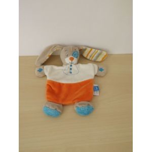 Doudou Lapin Blanc Bleu Orange Tex - Occasion