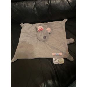 Doudou plat souris grise love les chatounets noeud rose love 32*32cm - Occasion