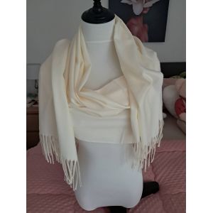 &Eacute;charpe Xl Chic Cachemire &Eacute;tole Unie &Eacute;crue Blanc Cass&eacute; Neuve Cadeau - Occasion