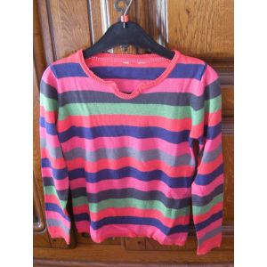 Pull Ray&eacute; Pour Enfant - Taille 7/8 Ans - Occasion