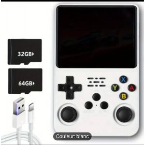 Console De Jeu Portable R36s Rétro Avec Carte Tf 32+64 Go, Écran Ips 8.89 Cm, Système Linux, Rechargeable Usb, Blanc/Rouge/Bleu - Design Nostalgique Pour Joueurs Nomades, Écran Haute Qualité, Compact - Occasion
