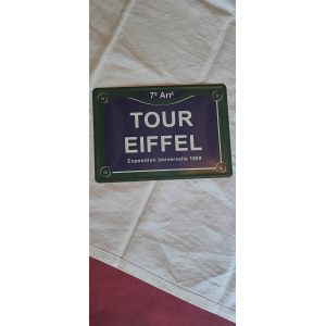 Plaque En Métal Tour Eiffel 7e Arrt - Occasion