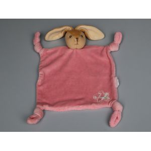 Doudou lapin plat Kaloo rose fleur Lilirose - Occasion