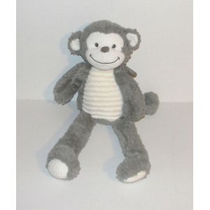 Doudou Singe Tex Couleur Gris Beige Peluche Singe Cotelé Devant 37 Cm - Occasion