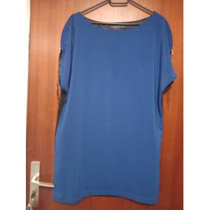 Robe Sans Manches, Courte, Évasée Nora Z Paris, Taille S, Coloris Bleu Sur Le Devant, Noir À L&#39arrière, Entièrement Doublée, Col Rond, Fantaisie Zippée Sur Les Épaules. - Occasion