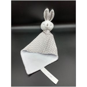 Doudou Lapin Plat Gris Blanc Ligné - Gmbh - Occasion