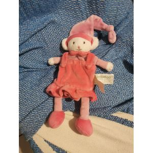 Doudou Souris Robe Rose Bonnet Plat Kimbaloo - Occasion