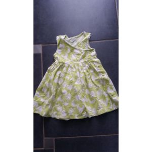 Robe Sans Manches 12 Mois Verte Et Blanche À Fleurs - Occasion
