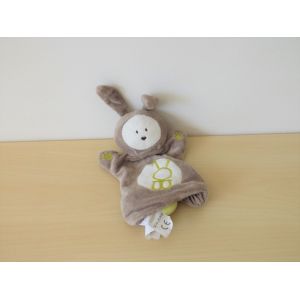 Doudou Marionnette Lapin Marron Vert Blanc Obaibi - Occasion