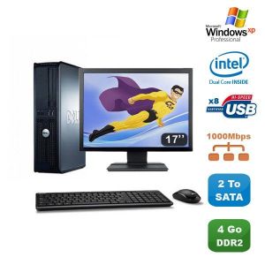 Lot PC DELL Optiplex 760 DT Dual Core E5200 2,5Ghz 4Go 2To XP Pro + Ecran 17 - Occasion