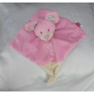 Doudou Peluche Plat Lapin Chien Souris Rose Ecru Fleurs Vert Coeur Tr&egrave;fle Tex - Occasion
