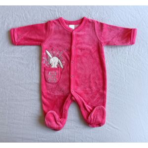 Grenouillere Rose Lapin Et Fleurs. Babygros. Pyjama. C&a. Taille 1 Mois. 56 Cm - Occasion