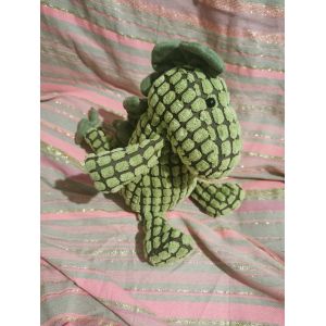 Doudou Peluche Dragon Crocodile Vert Marron Velours Billes Jellycat - Occasion