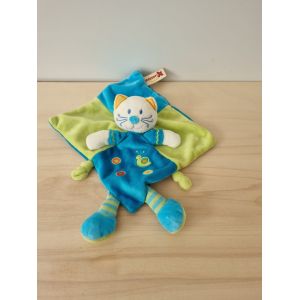 Doudou Chat Bleu Vert Nicotoy - Occasion