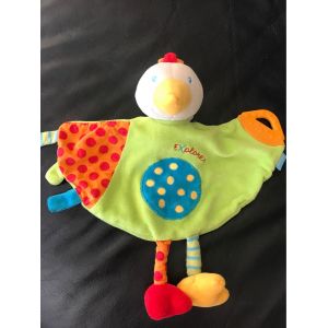 Doudou Babysun Baby'sun A Dentition Oiseau Canard Plat Vert Rouge Pois Bleu Orange 25cm - Occasion