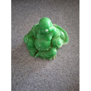bouddha rieur vert en r&eacute;sine "porte plat" - Occasion